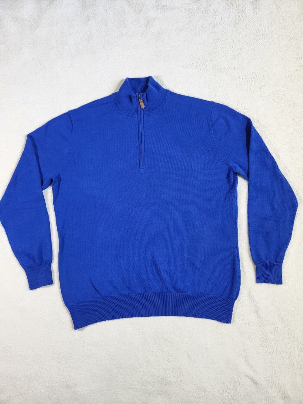 Sojrn Quarter-Zip Pima Cotton Collared Blue Sweater Size M